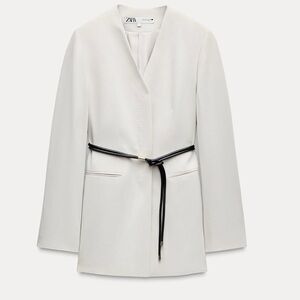 NWT Zara Women's Cream Blazer with Black Belt